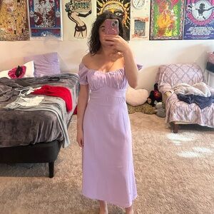 Elegant Lavender Off-Shoulder Dress